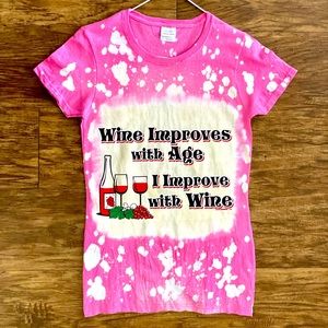 Pink Bleached Wine Improvement T Shirt. Size Small